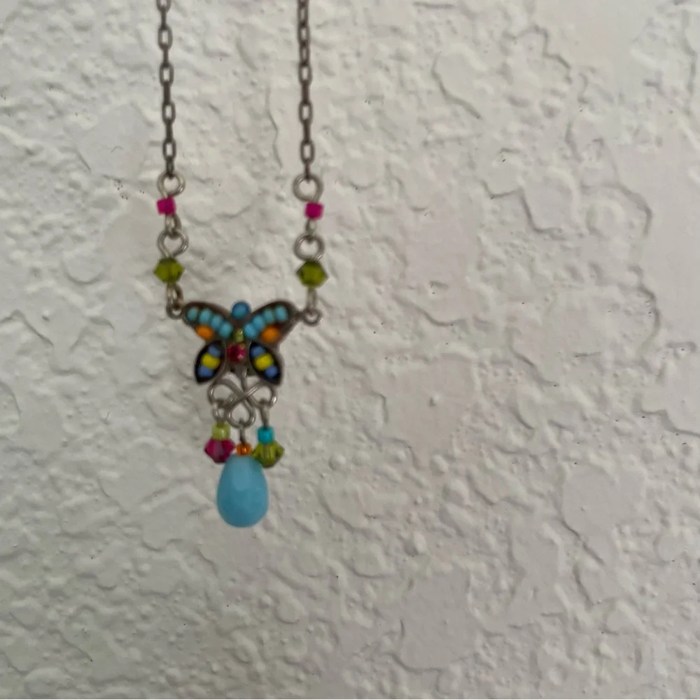 Firefly Vintage Colorful Butterfly Pendant Necklace - Length 15-1/2” - Picture 2 of 8